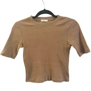 Cotton on ribbed half sleeve crew neck fitted crop top
